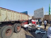 ببینید | تصادف چندین دستگاه کامیون در محور کرمانشاه به اسلام آباد غرب